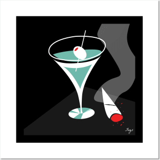 "Relax pair" Martini and Cigar Posters and Art